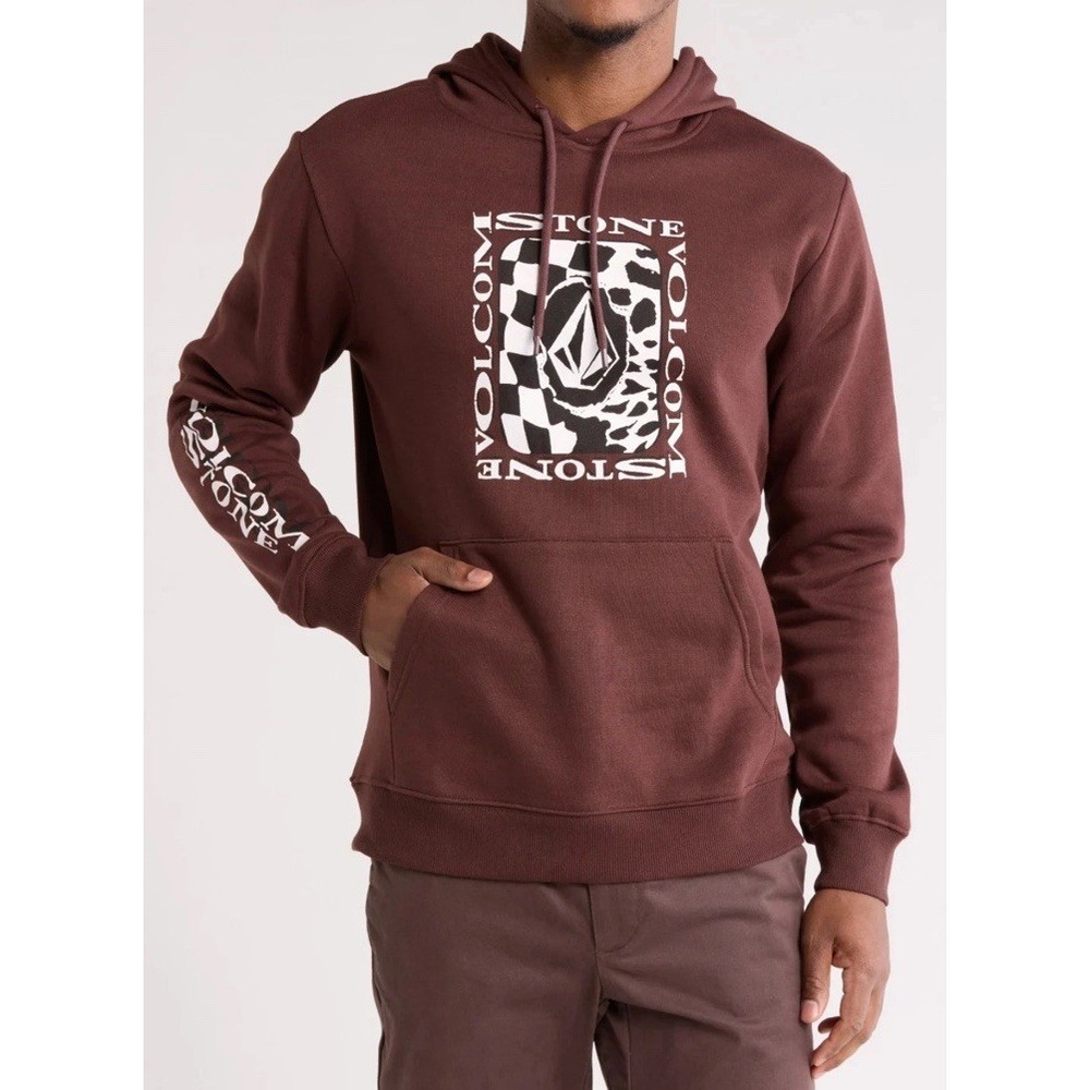 Volcom Men's Roundabout Graphic Hoodie Fleece Pullover‎ Brown, XL